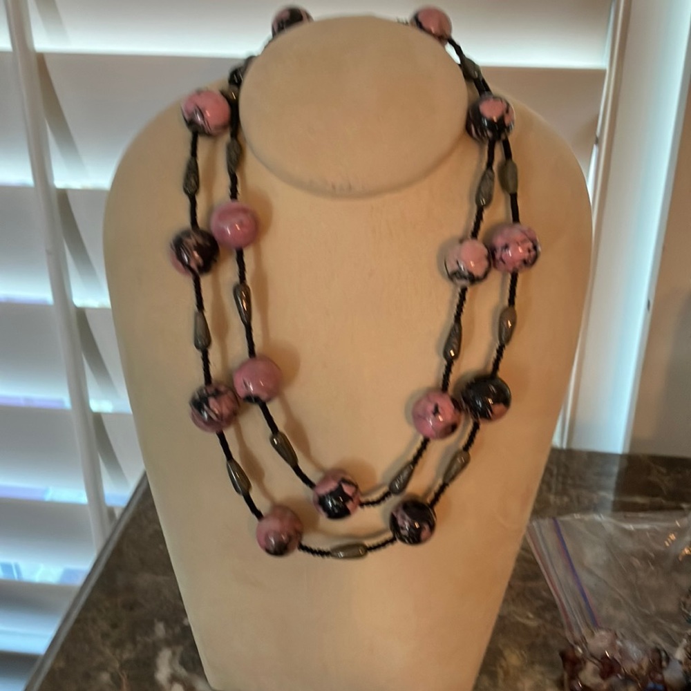 Beautiful real Rhodonite crystal necklace!